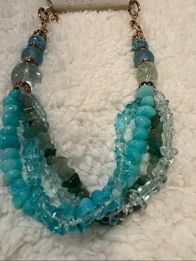 Turquoise Beaded Multi-Strand Necklace - Women Jewelry